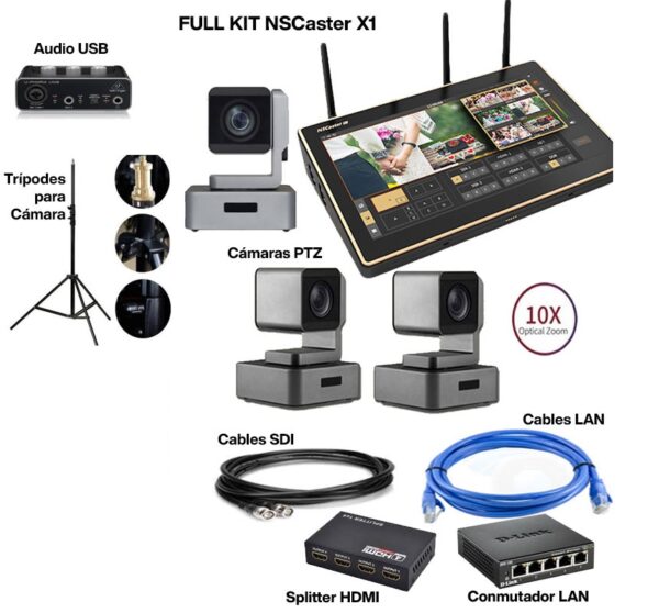 EcoKit NSCaster X1 + Cámaras Wall3 PTZ pro 10x